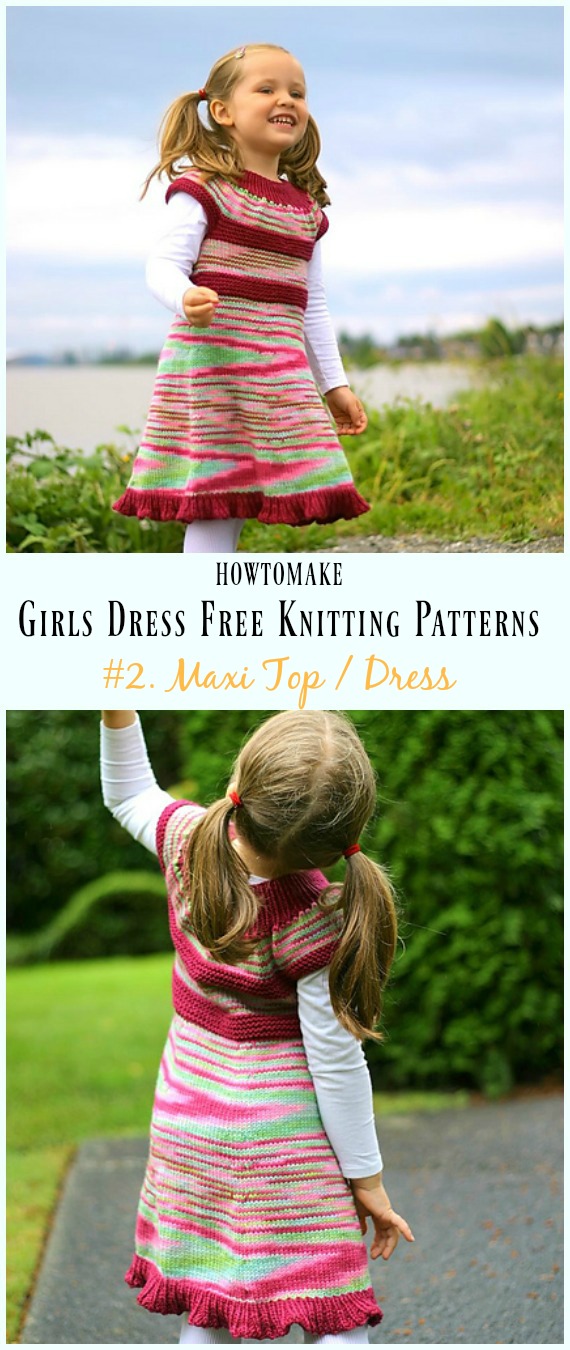 Maxi Top / Dress Free Knitting Pattern - Little Girls #Dress Free #Knitting Patterns