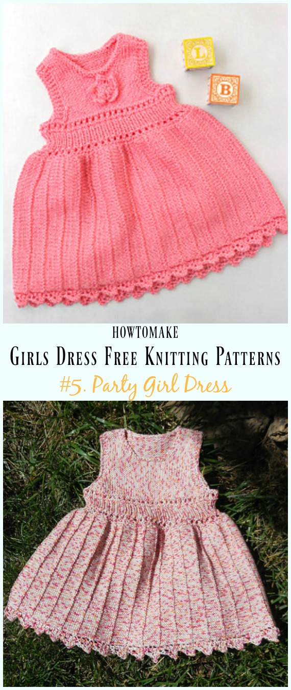 Party Girl Dress Free Knitting Pattern - Little Girls #Dress Free #Knitting Patterns