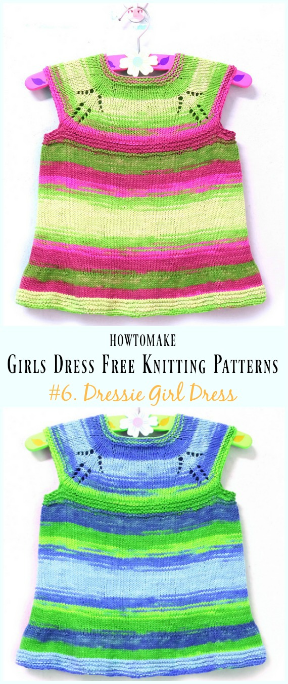 Dressie Girl Dress Free Knitting Pattern - Little Girls #Dress Free #Knitting Patterns