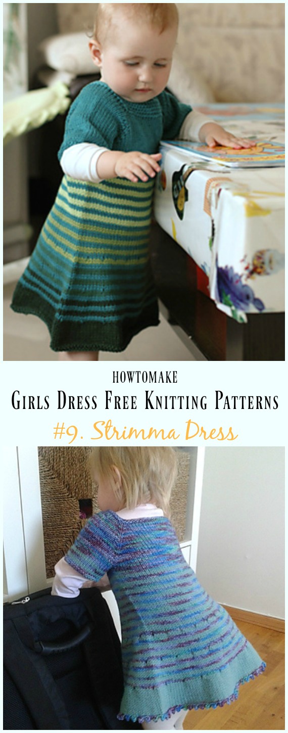 Strimma Dress Free Knitting Pattern - Little Girls #Dress Free #Knitting Patterns