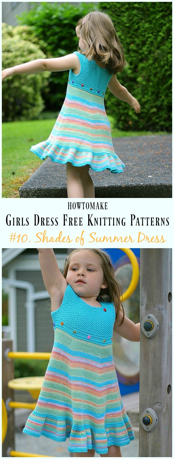 Shades of Summer Dress Free Knitting Pattern - Little Girls #Dress Free #Knitting Patterns