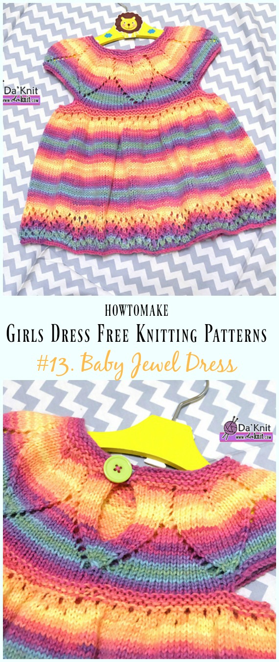 Baby Jewel Dress Free Knitting Pattern - Little Girls #Dress Free #Knitting Patterns