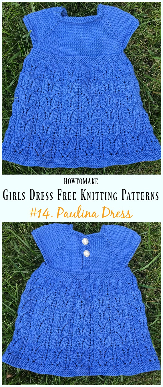 Paulina Dress Free Knitting Pattern - Little Girls #Dress Free #Knitting Patterns