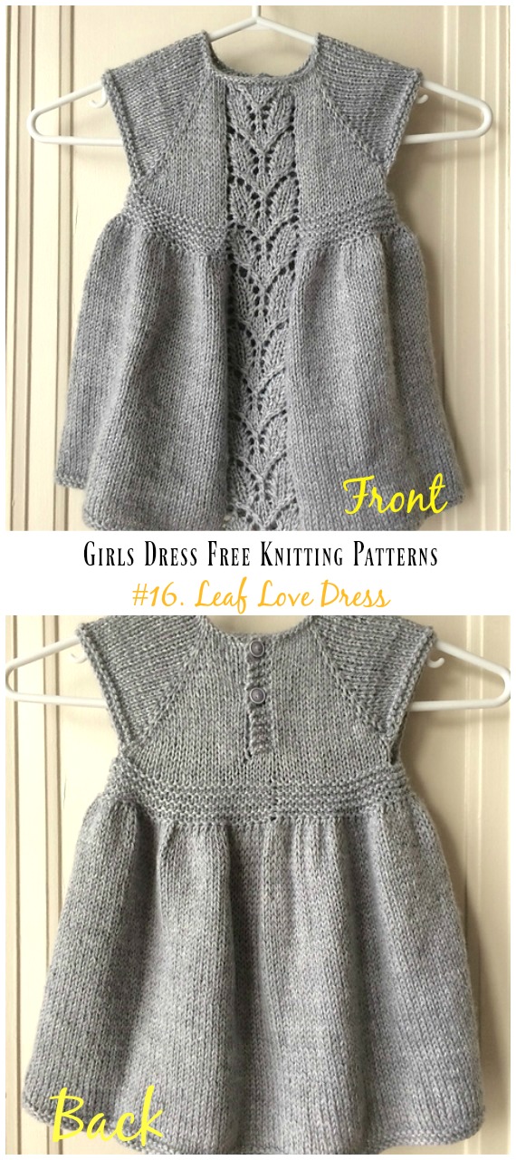 Leaf Love Dress Free Knitting Pattern - Little Girls #Dress Free #Knitting Patterns