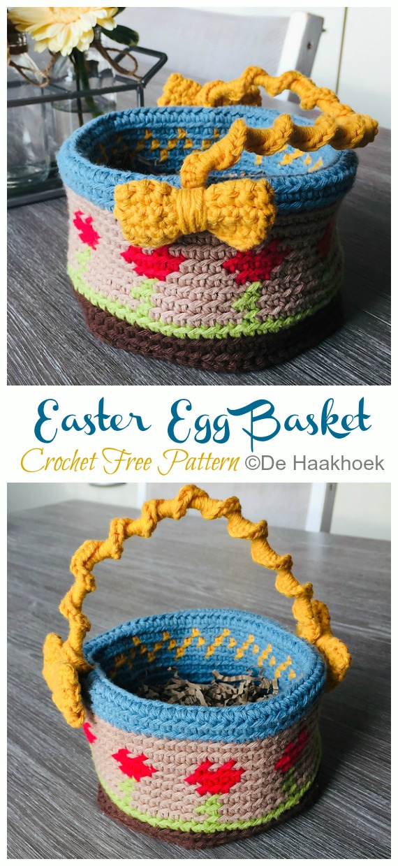Easter Egg Basket Crochet Free Pattern - #Crochet Easter #Basket & Containers Free Patterns