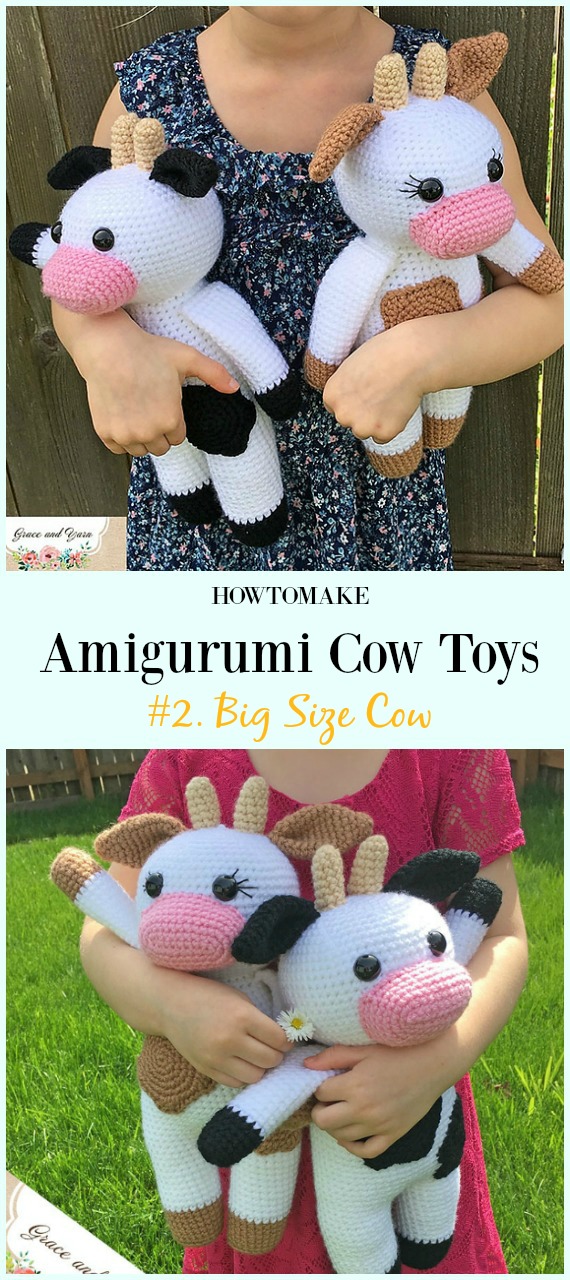 Crochet Big Size Cow  Amigurumi Free Pattern- #Amigurumi #Cow Toy Plushies Free Crochet Patterns