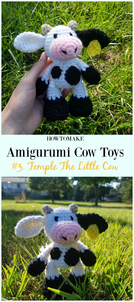 Crochet Temple The Little Cow Amigurumi Free Pattern- #Amigurumi #Cow Toy Plushies Free Crochet Patterns