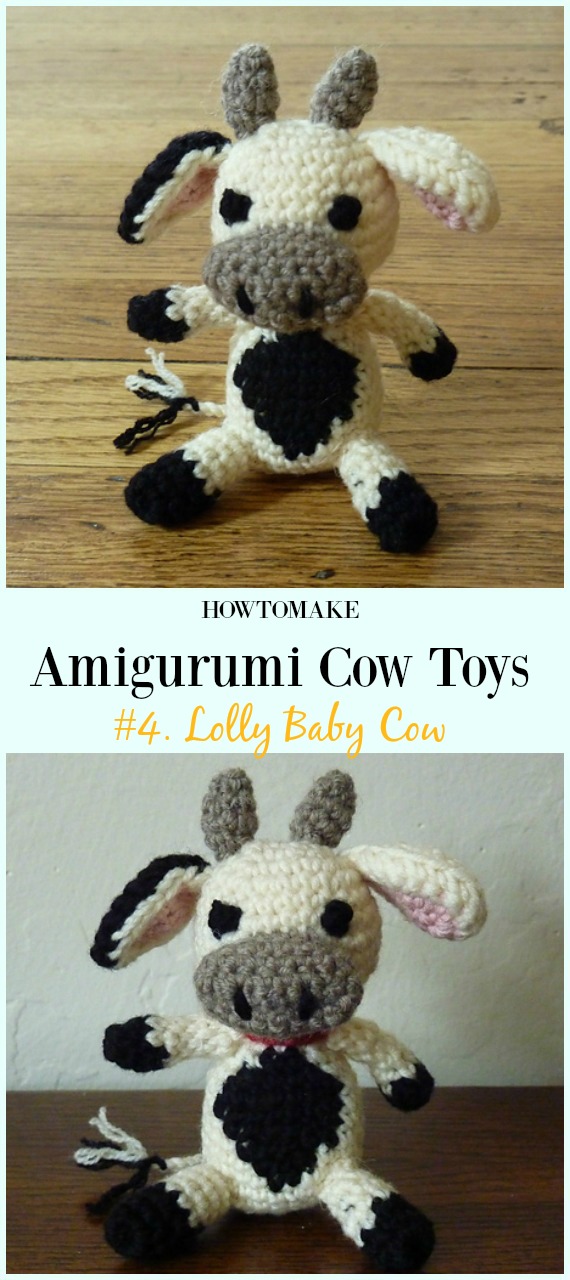 Crochet Lolly Baby Cow Amigurumi Free Pattern- #Amigurumi #Cow Toy Plushies Free Crochet Patterns