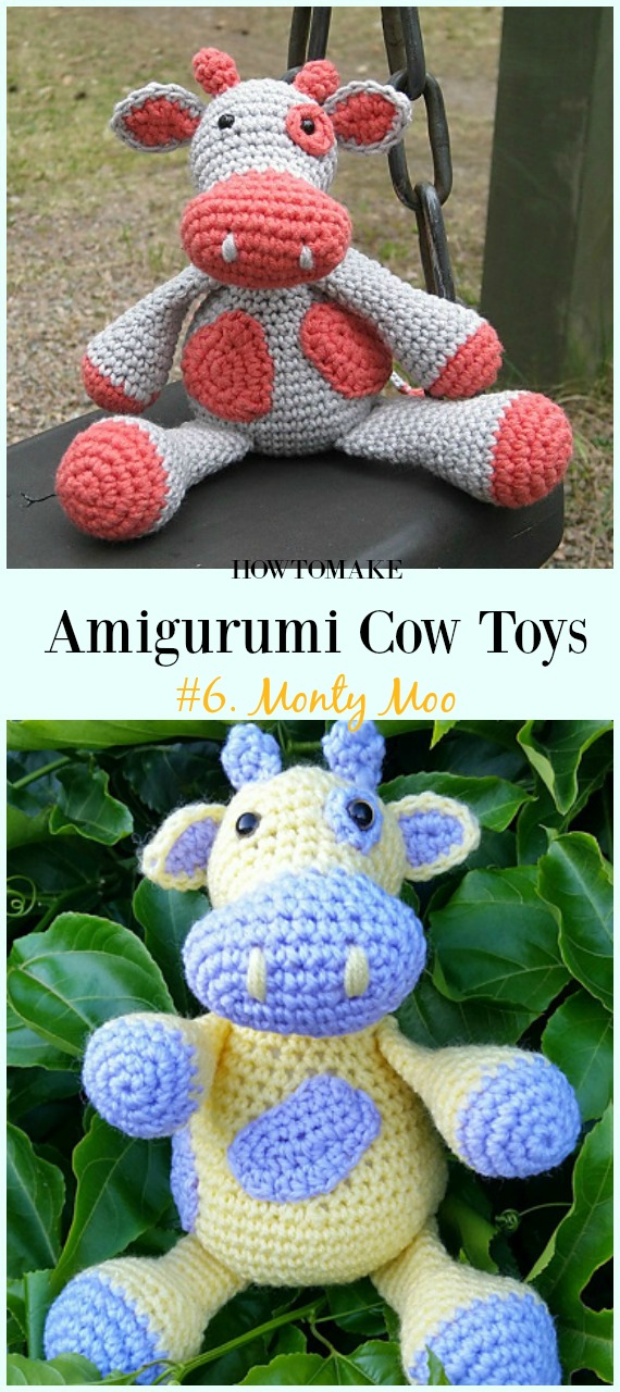 Crochet Monty Moo Amigurumi Free Pattern- #Amigurumi #Cow Toy Plushies Free Crochet Patterns