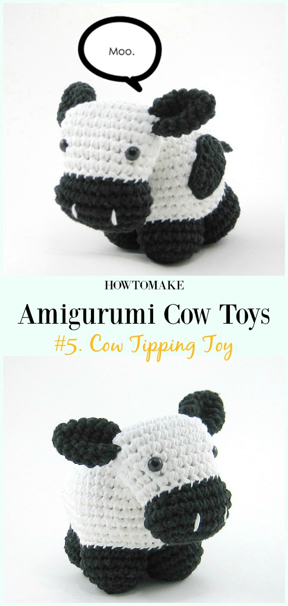 Crochet Cow Tipping Toy Amigurumi Free Pattern- #Amigurumi #Cow Toy Plushies Free Crochet Patterns
