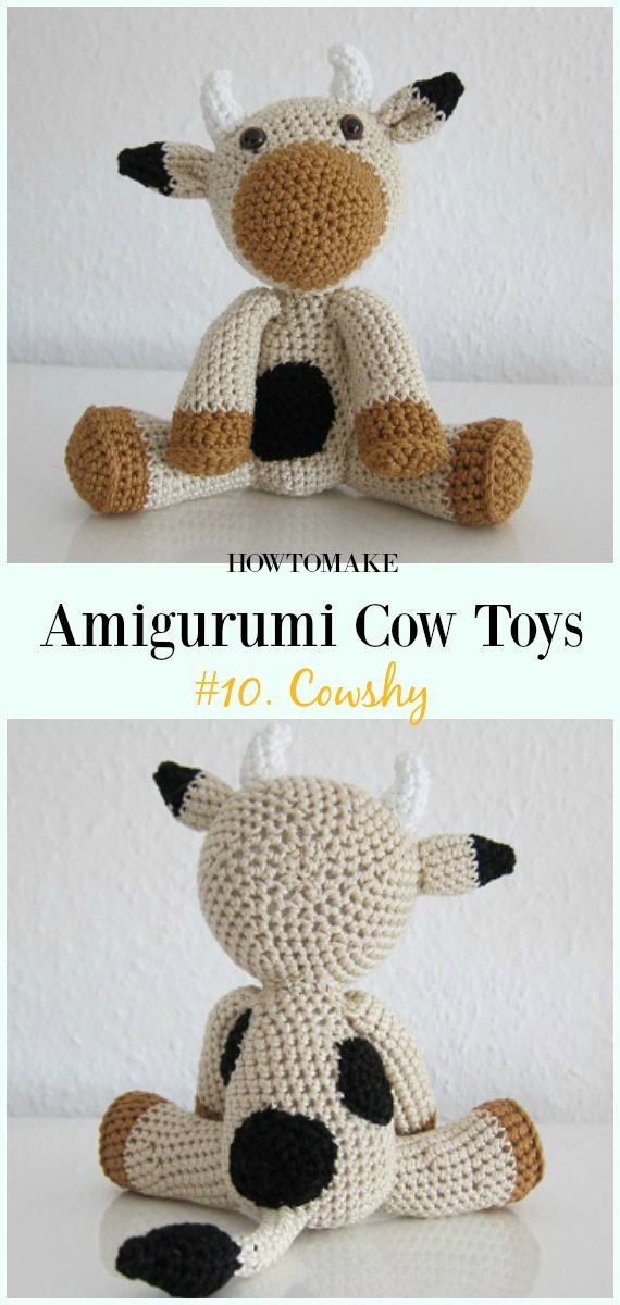 Crochet Cowshy Amigurumi Free Pattern- #Amigurumi #Cow Toy Plushies Free Crochet Patterns
