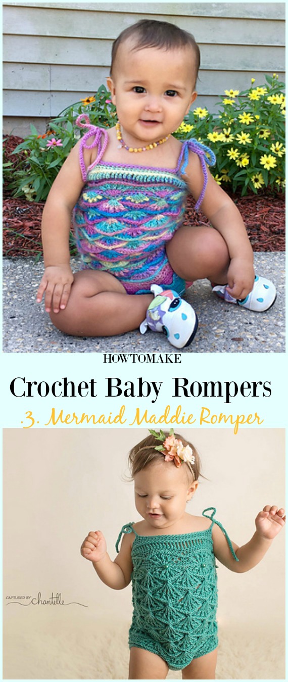Mermaid Maddie Romper Crochet Pattern - Baby #Romper #Crochet Patterns