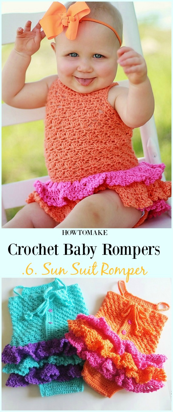 Sun Suit Romper Crochet Pattern - Baby #Romper #Crochet Patterns