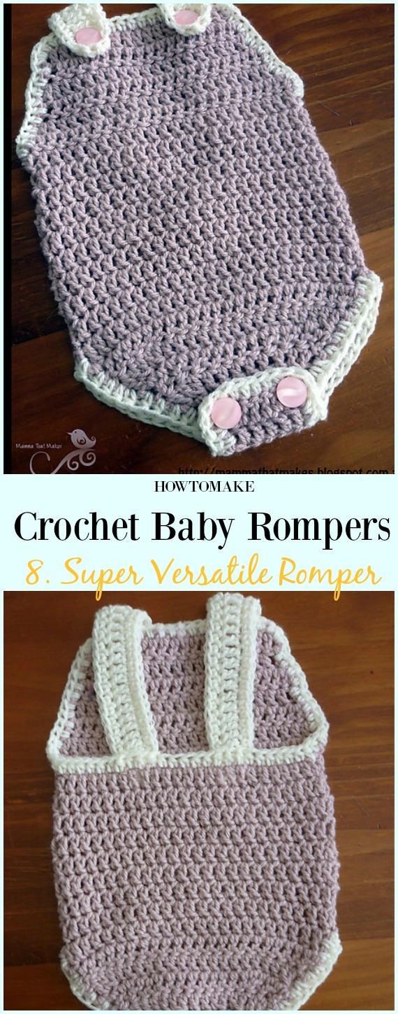 Super Versatile Romper Free Crochet Pattern - Baby #Romper #Crochet Patterns