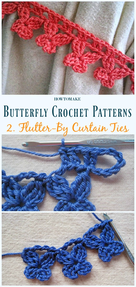 Flutter-By Curtain Ties Free Crochet Pattern - Free #Butterfly; #Crochet; Patterns