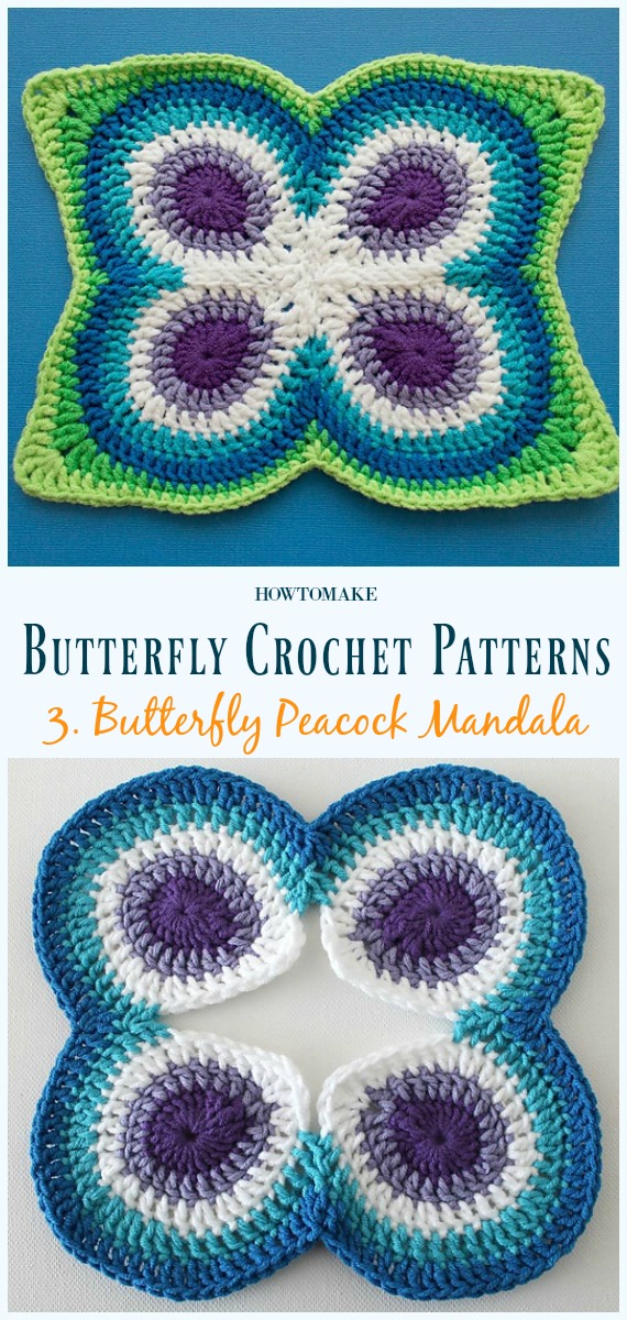 Butterfly Peacock Mandala Free Crochet Pattern - Free #Butterfly; #Crochet; Patterns