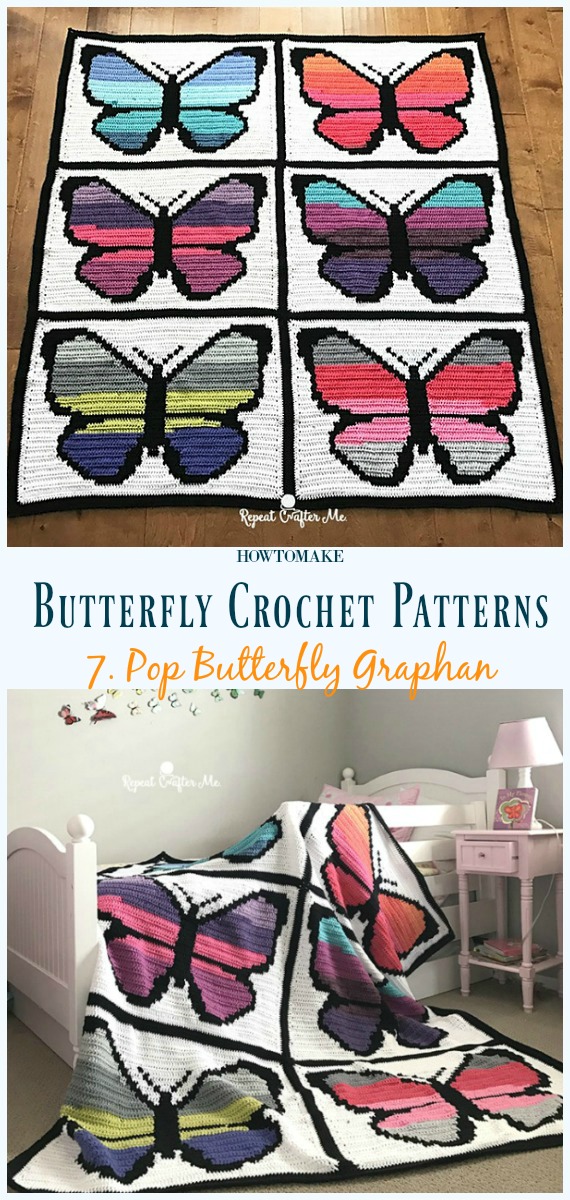 Pop Butterfly Graphan Free Crochet Pattern - Free #Butterfly; #Crochet; Patterns