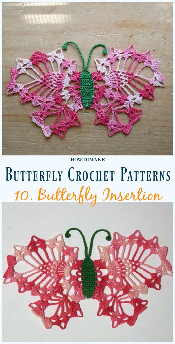 Butterfly Insertion Free Crochet Pattern - Free #Butterfly; #Crochet; Patterns