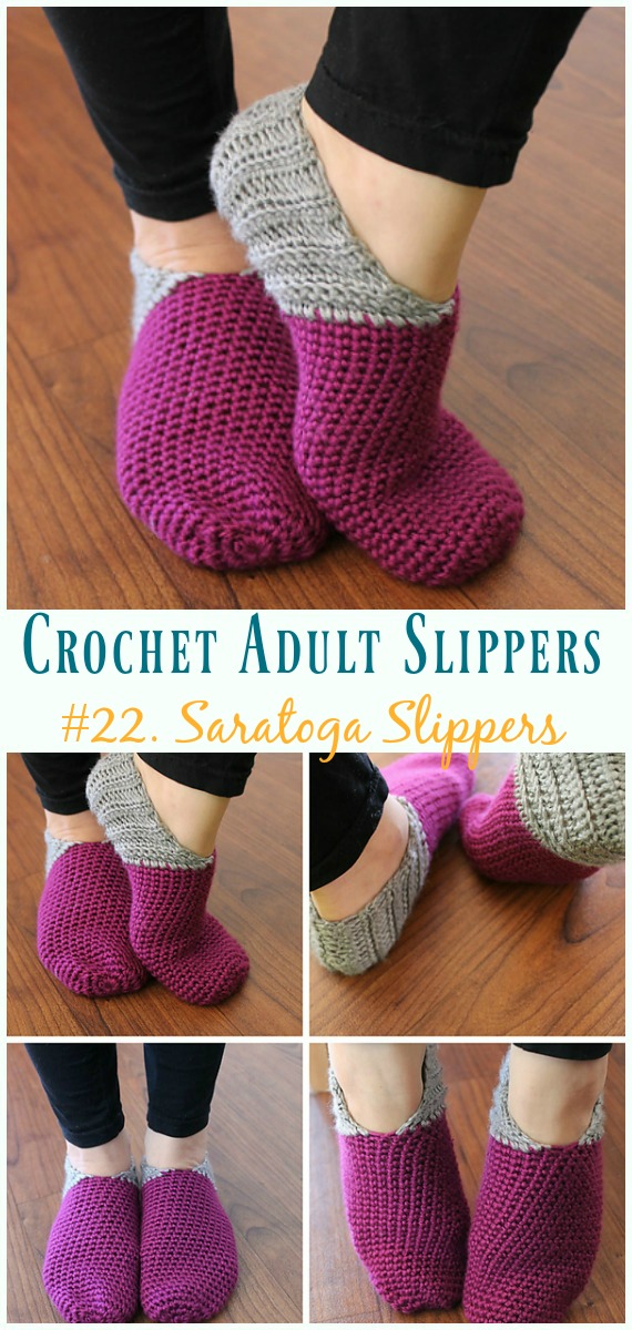 Saratoga Slippers Crochet Free Pattern - #Crochet; Adult #Slippers; Free Patterns