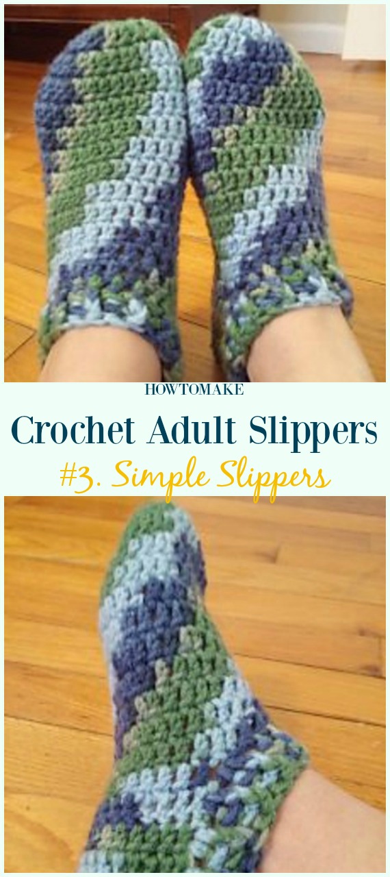 Simple Slippers Crochet Free Pattern - #Crochet; Adult #Slippers; Free Patterns