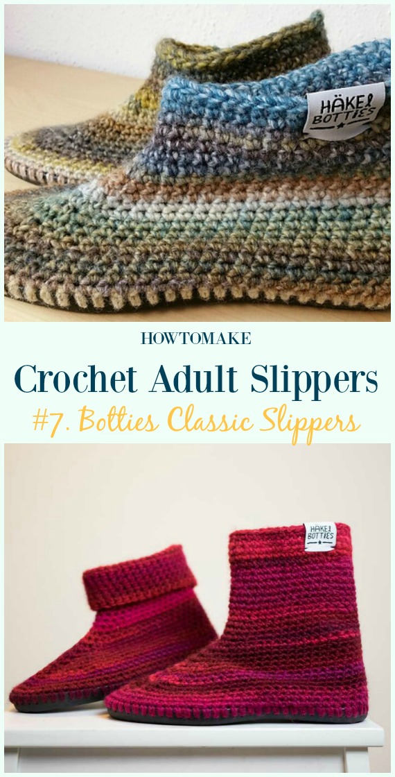 Botties Classic Slippers Crochet Free Pattern - #Crochet; Adult #Slippers; Free Patterns