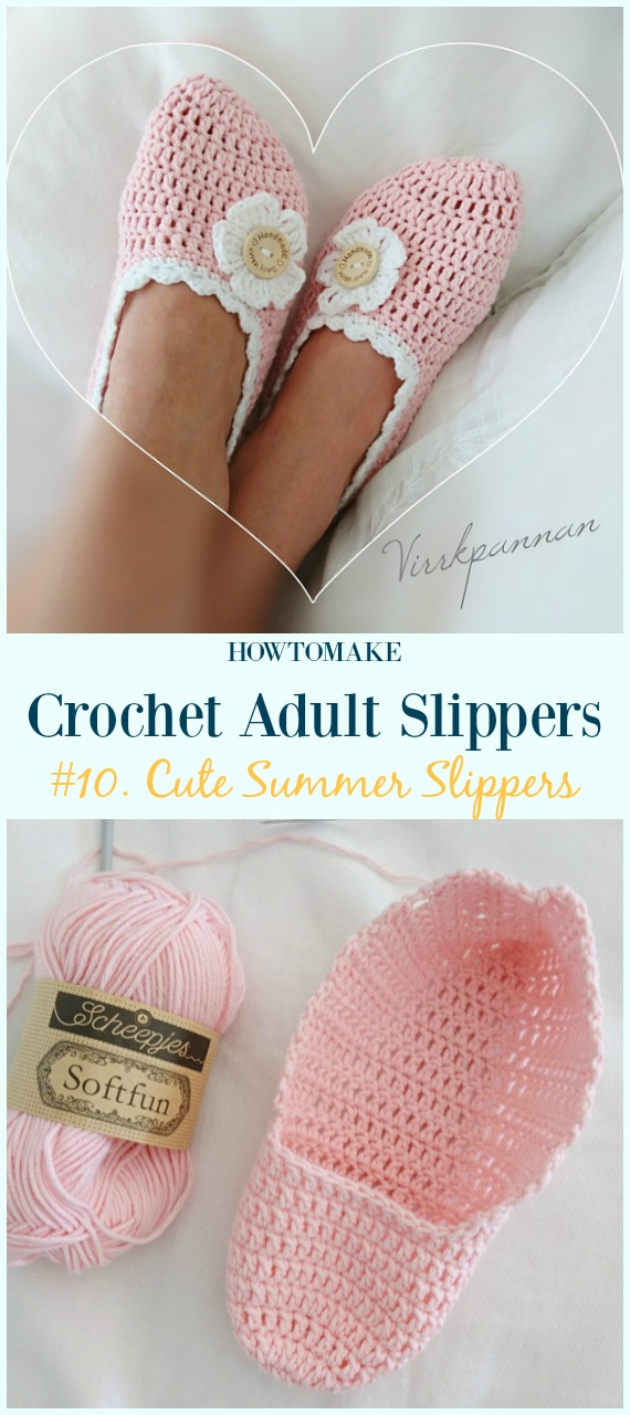 Cute Summer Slippers Crochet Free Pattern - #Crochet; Adult #Slippers; Free Patterns