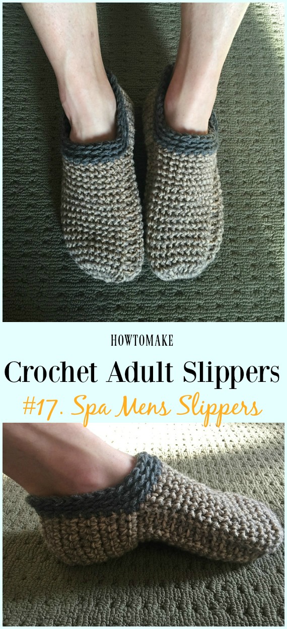 Ahh Spa Mens Slippers Crochet Free Pattern - #Crochet; Adult #Slippers; Free Patterns