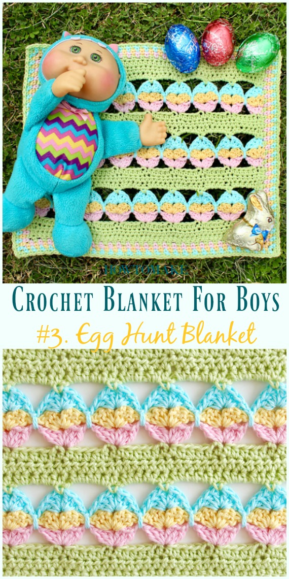 Egg Hunt Blanket Free Crochet Pattern- #Crochet; #Blanket; Free Patterns For Boys