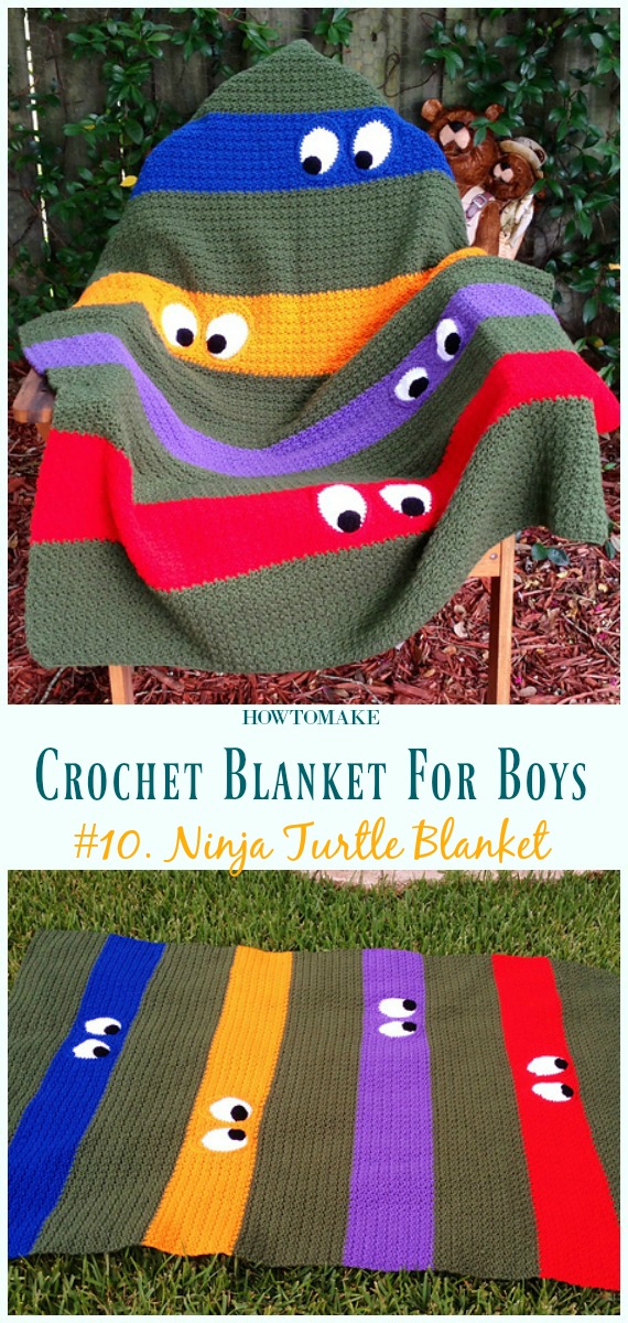Teenage Mutant Ninja Turtle Blanket Free Crochet Pattern- #Crochet; #Blanket; Free Patterns For Boys