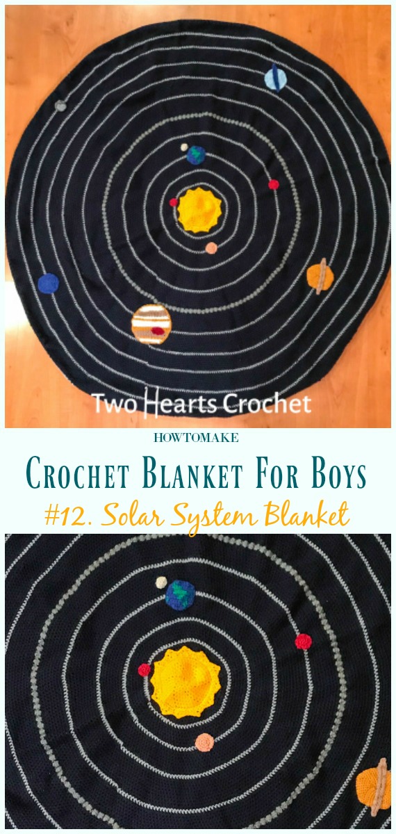 Solar System Blanket Free Crochet Pattern- #Crochet; #Blanket; Free Patterns For Boys