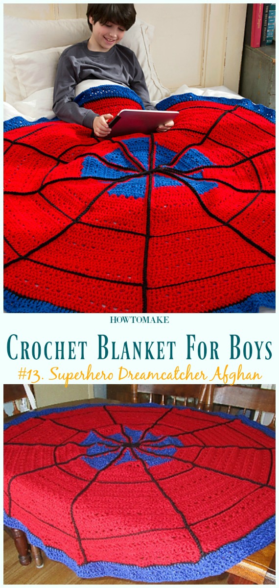 Superhero Dreamcatcher Afghan Free Crochet Pattern- #Crochet; #Blanket; Free Patterns For Boys