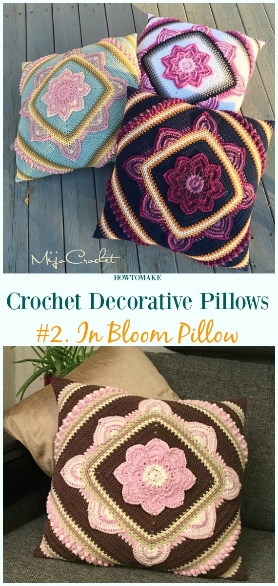 In Bloom Pillow Crochet Free Pattern - #Crochet; Decorative #Pillow; Free Patterns