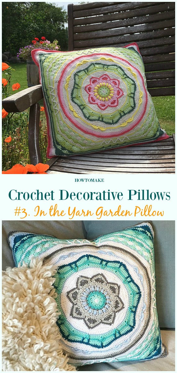 In the Yarn Garden Crochet Free Pattern - #Crochet; Decorative #Pillow; Free Patterns