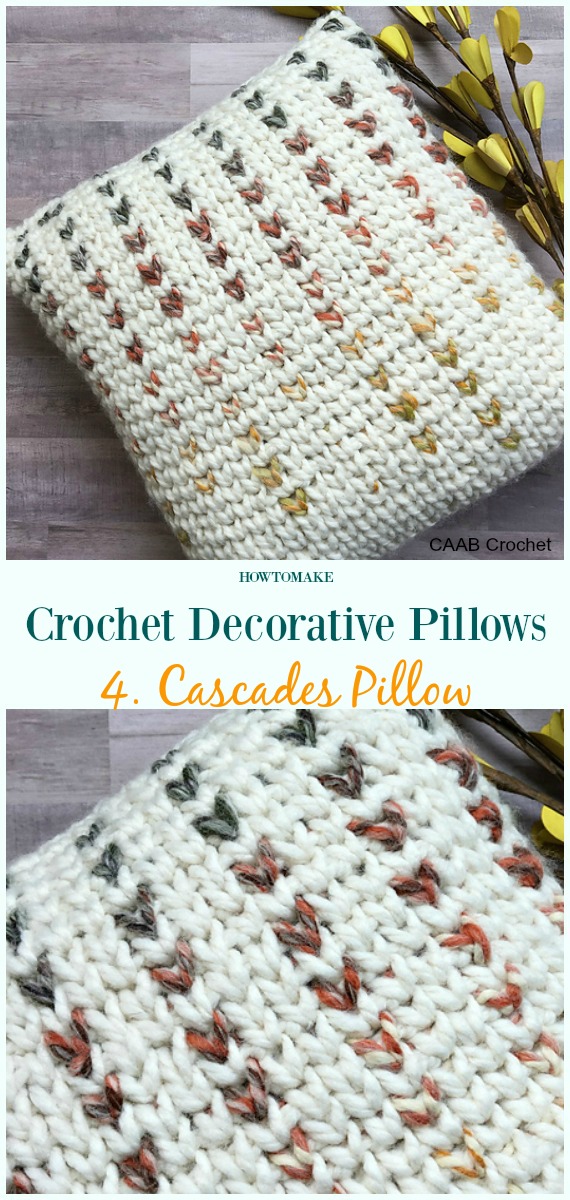 Cascades Pillow Crochet Free Pattern - #Crochet; Decorative #Pillow; Free Patterns