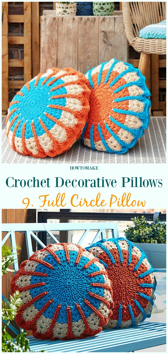 Full Circle Pillow Crochet Free Pattern - #Crochet; Decorative #Pillow; Free Patterns