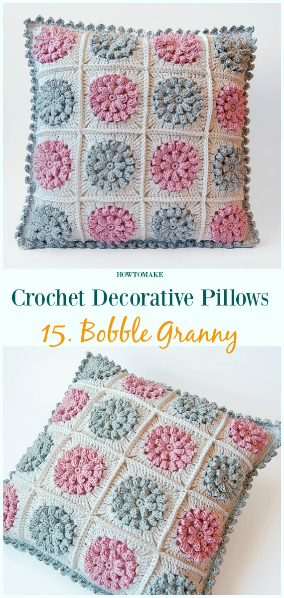 Bobble Granny Pillow Crochet Free Pattern - #Crochet; Decorative #Pillow; Free Patterns
