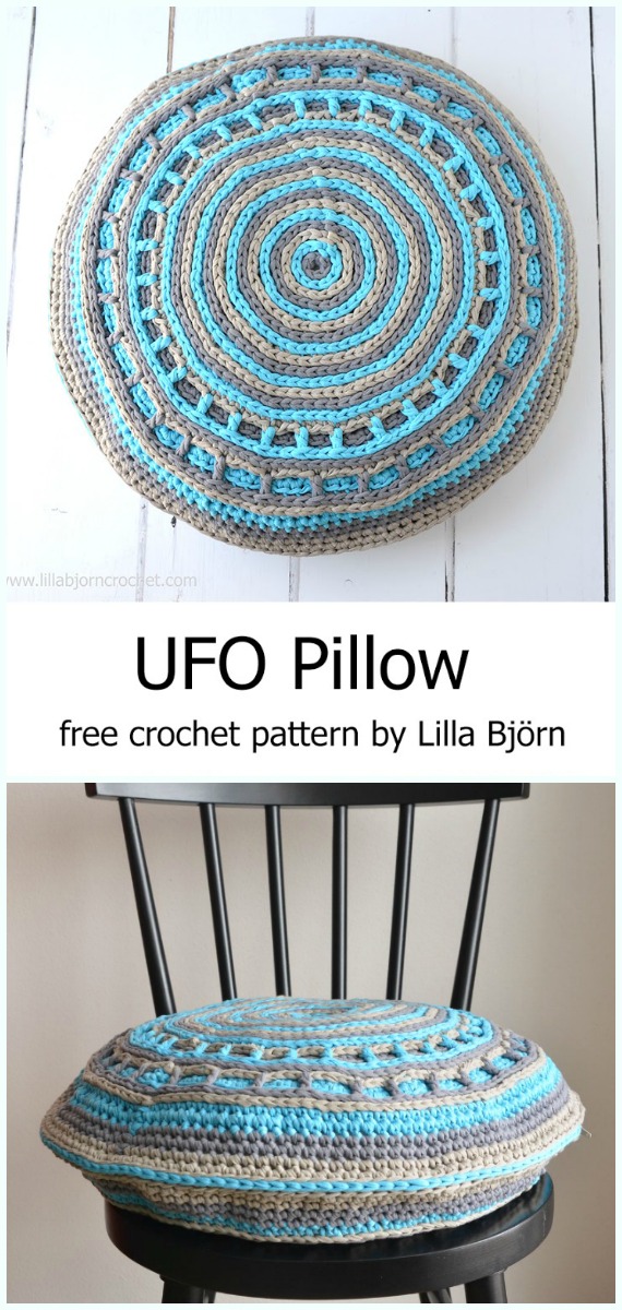 UFO Pillow Crochet Free Pattern - #Crochet; Decorative #Pillow; Free Patterns