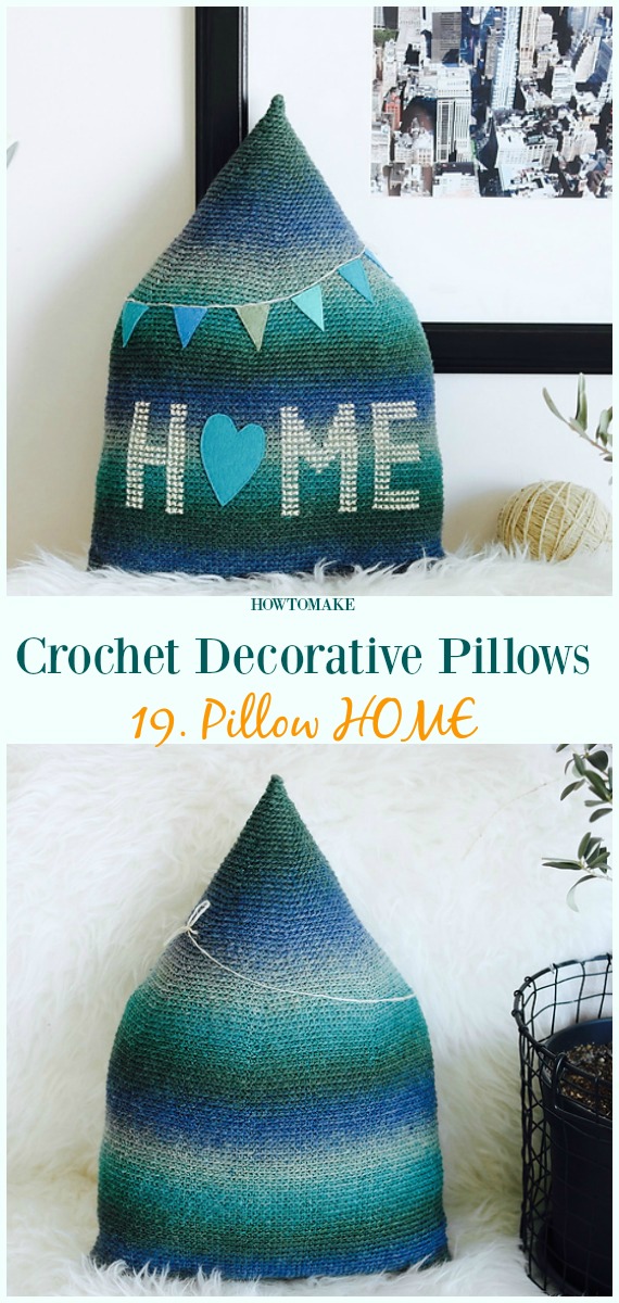 Pillow HOME Crochet Free Pattern - #Crochet; Decorative #Pillow; Free Patterns