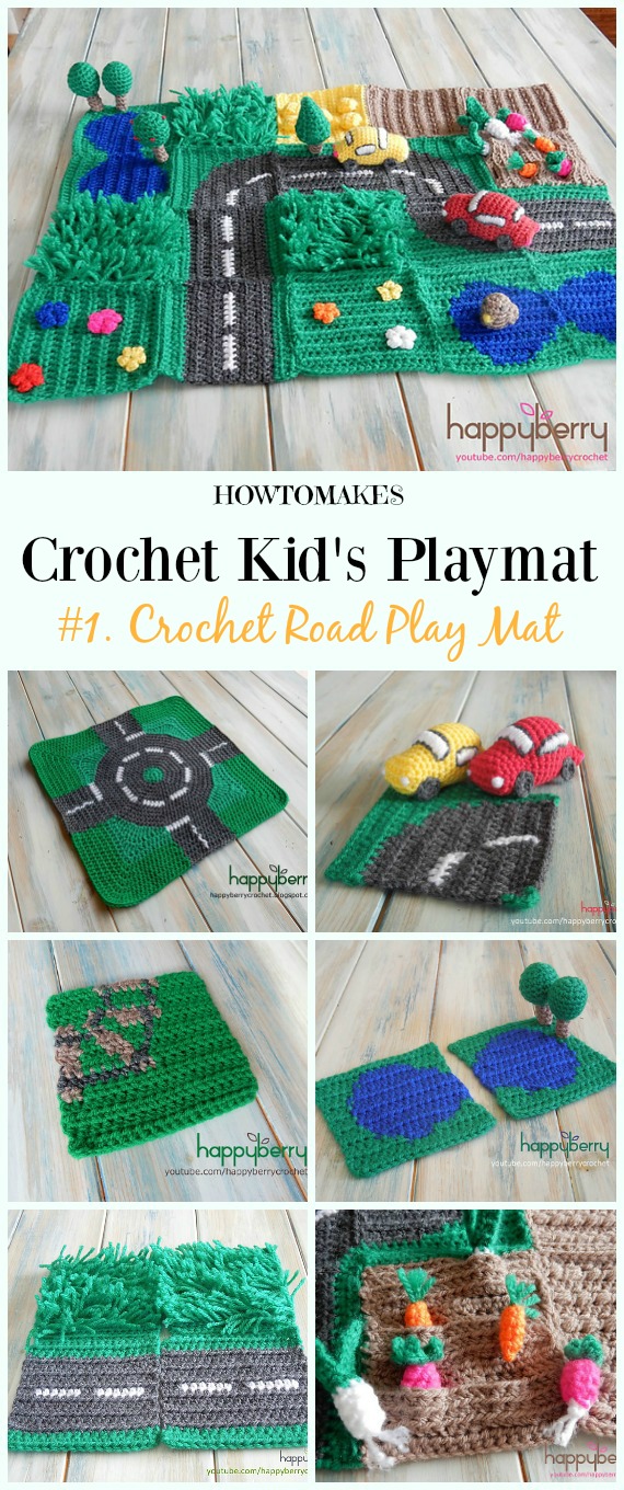 Crochet Road Play Mat Free Crochet Pattern - #Crochet Kids #Playmat Free Patterns Kids Gifts