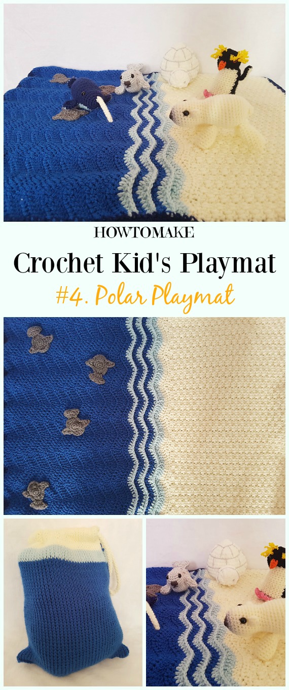 Crochet . Polar Playmat (including igloo & Storage Bag) Free Crochet Pattern - #Crochet Kids #Playmat Free Patterns Kids Gifts