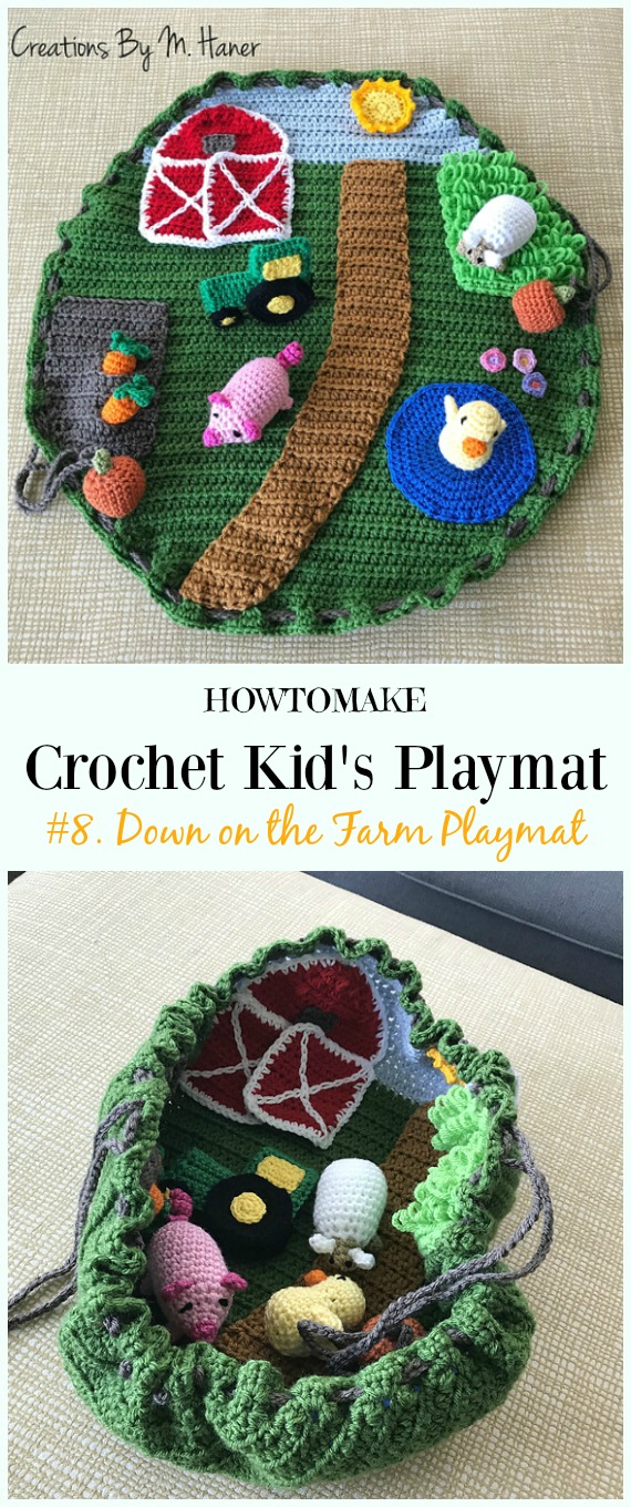 Crochet Down on the Farm Playmat Free Crochet Pattern - #Crochet Kids #Playmat Free Patterns Kids Gifts