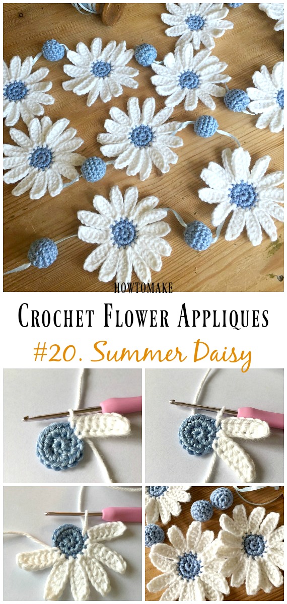 Easy Crochet Flower Appliques Free Patterns for Beginners