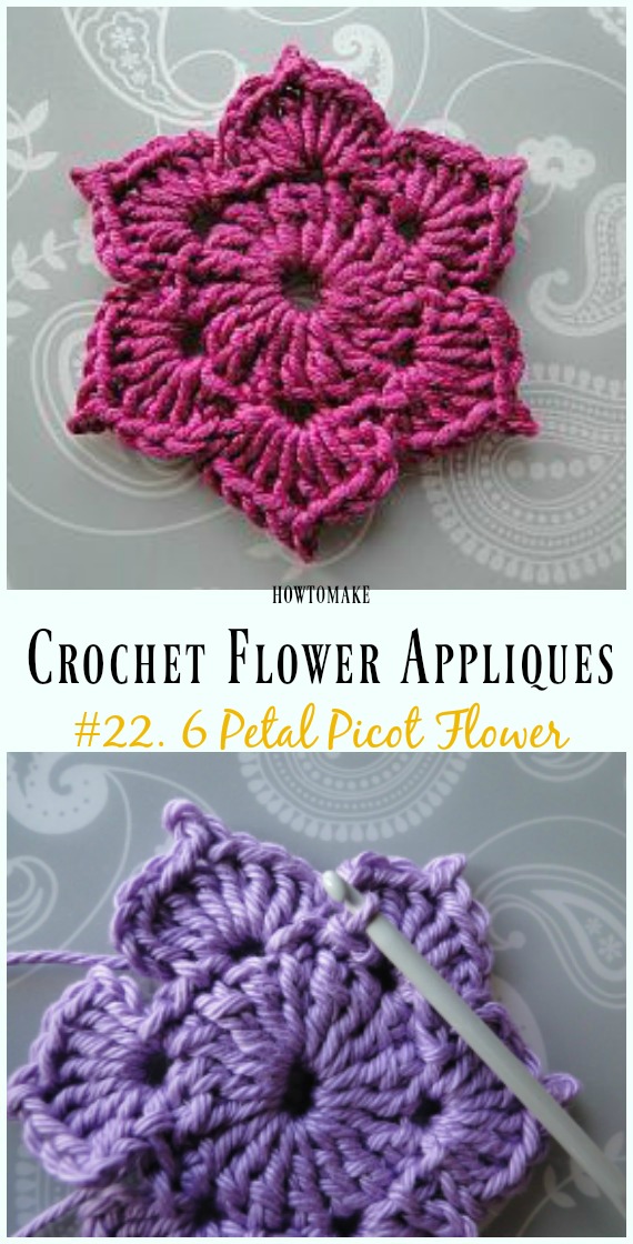 Easy Crochet Flower Appliques Free Patterns for Beginners