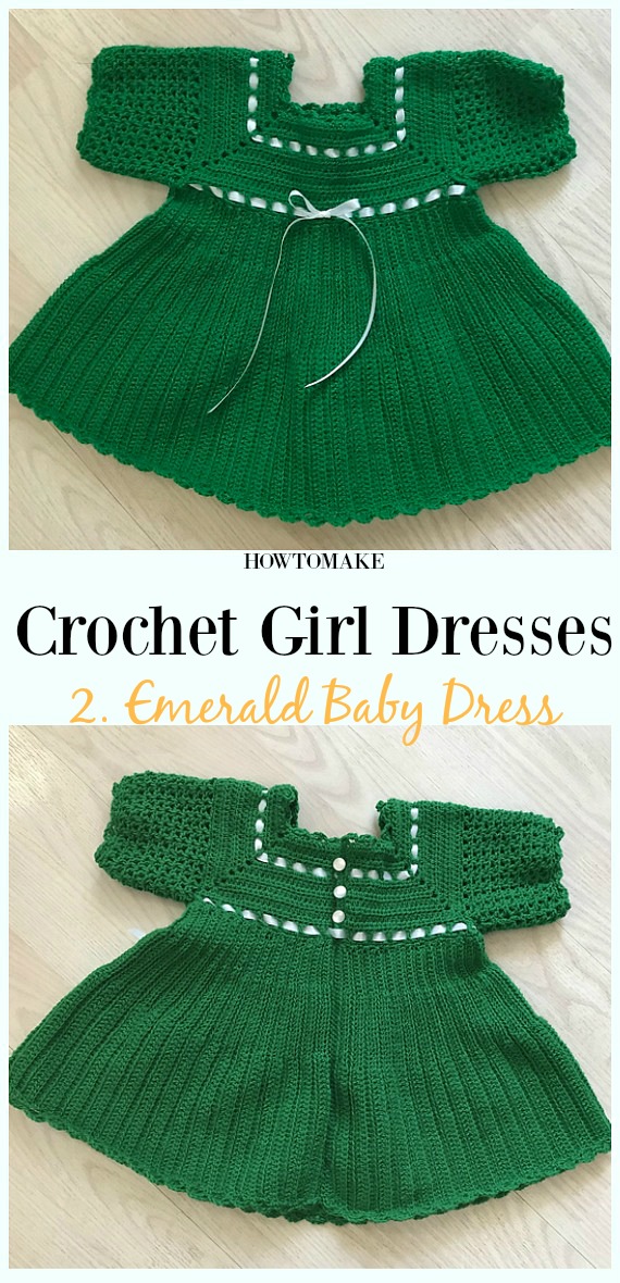 Crochet Emerald Baby Dress Free Pattern - Girl #Dress Free #Crochet Patterns