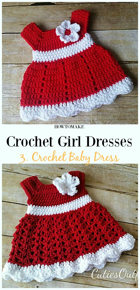 Crochet Red Baby Dress Free Pattern - Girl #Dress Free #Crochet Patterns