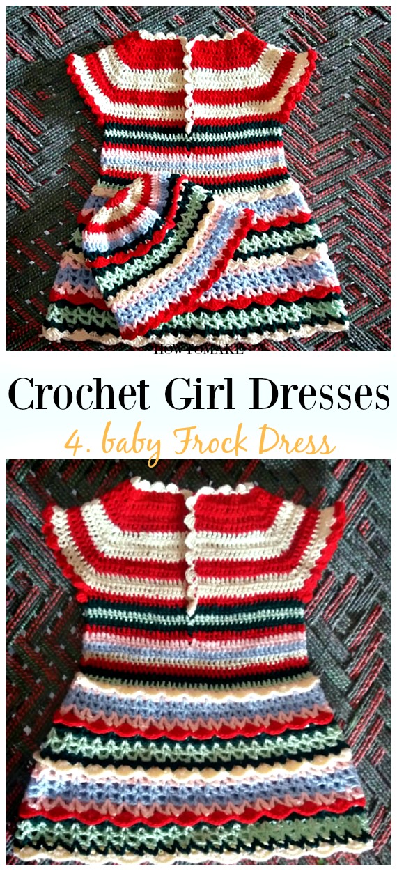 Crochet Rainbow Frock Dress Free Pattern - Girl #Dress Free #Crochet Patterns