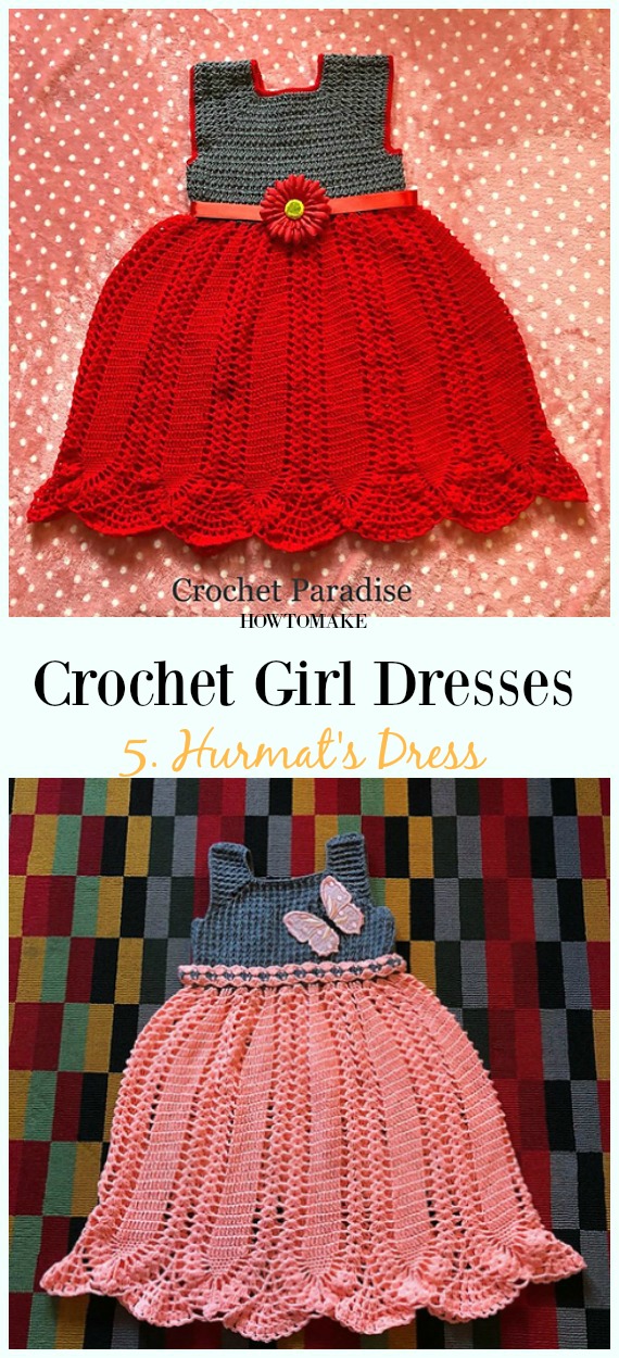 Crochet Hurmat's Dress Free Pattern - Girl #Dress Free #Crochet Patterns