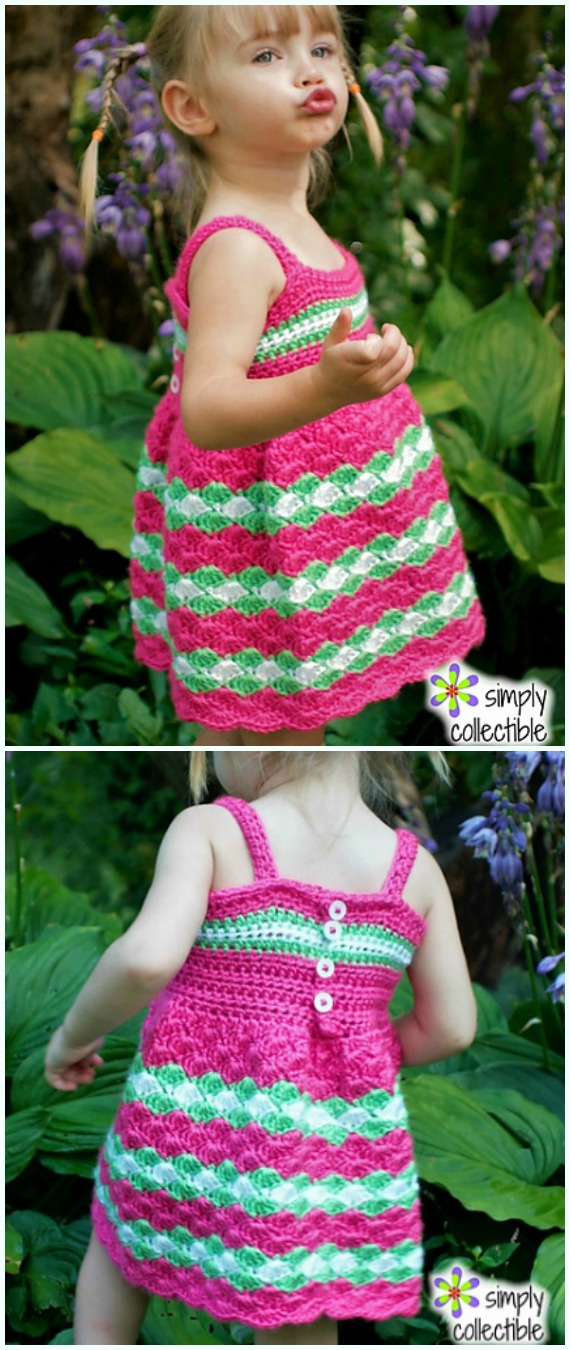 Crochet Garden Party Baby Dress Free Pattern - Girl #Dress Free #Crochet Patterns