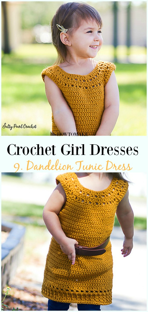 Crochet Dandelion Tunic Dress Free Pattern - Girl Dress Free Crochet Patterns