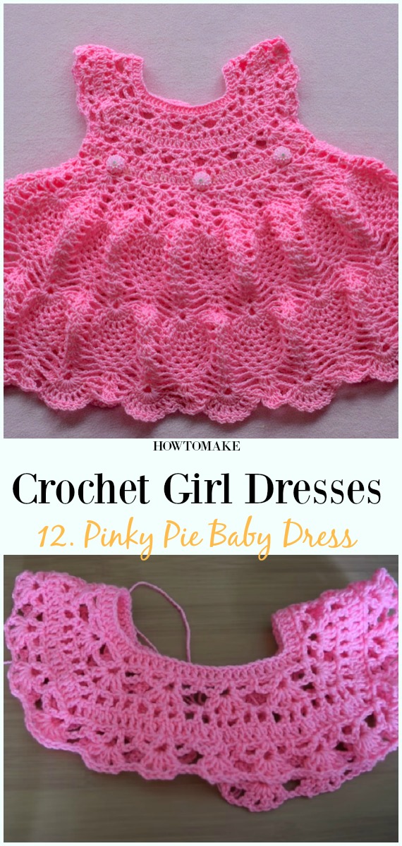Crochet Pinky Pie Baby Dress Free Pattern - Girl #Dress Free #Crochet Patterns